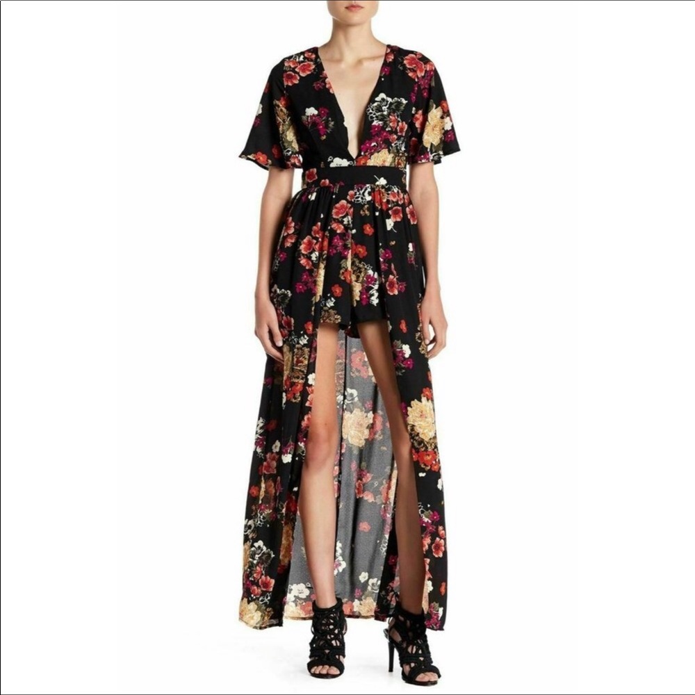 Socialite Floral Romper with Overlay sz L